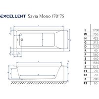 Ванна Excellent Savia Mono 170x75 (без ножек)