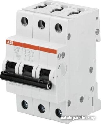 Выключатель автоматический ABB S203-C1.6 3P C 1.6A 6kA 3M 2CDS253001R0974