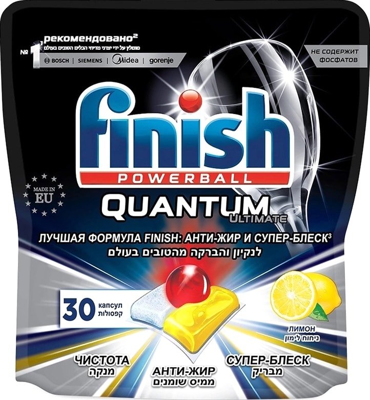 

Капсулы для посудомоечной машины Finish PowerBall Quantum Ultimate Лимон дойпак (30 шт)