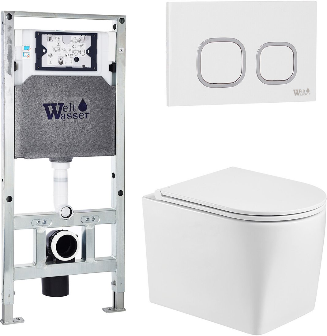 Унитаз подвесной WeltWasser Amberg 506 ST + Nesenbach 004 GL-WT + Amberg RD-WT