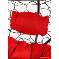 Подвесной диван M-Group Лежебока 11180206 (с коричневым ротангом/красная подушка)