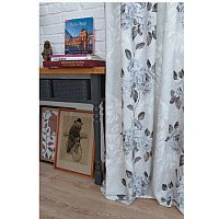 Комплект штор Delfa СШД-050 Flowers/21 (160x270, серые цветы)