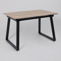 Кухонный стол Lepremo AV 1208 HPL+МДФ раздвижной 1200-1600x800 (дуб делано натуральный/черный)