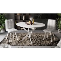 Кухонный стол Трия Diamond тип 3 КМ+02.68.000.168 (белый муар-белый глянец)