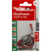 Дюбель-гвоздь Fischer DuoPower 5 x 25 S A2 K NV 535485 (8 шт)