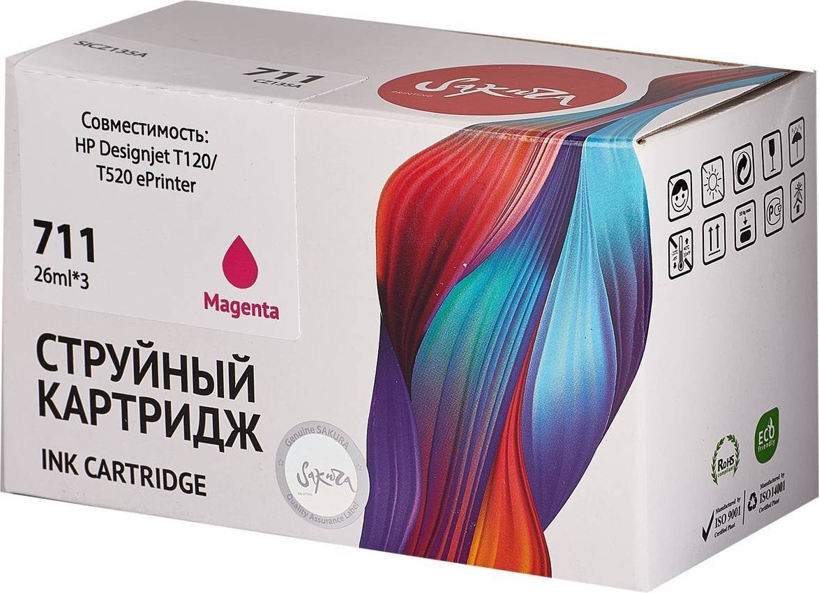 

Картридж Sakura Printing SICZ135A (аналог HP 711 magenta)