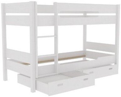 Двухъярусная кровать ММЦ Амелия 90x200 (двухъярусная, с выдвижными ящиками, белый воск)