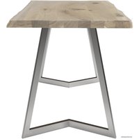 Кухонный стол Buro7 Уиллис 150 (с обзолом и сучками, дуб беленый/серебро)