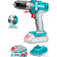 Ударная дрель-шуруповерт Total THKTHP11652 (с 1-м АКБ, кейс, набор оснастки)