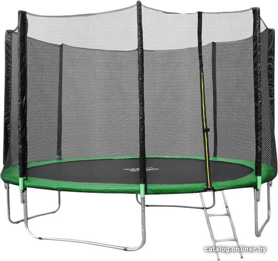 Батут Happy Jump 12ft Pro 374 см с внешней сеткой и лестницей