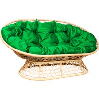 Садовый диван M-Group Мамасан 12850504 (бежевый ротанг/зеленая подушка)