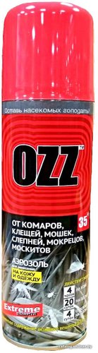 Аэрозоль против насекомых Ozz Extreme 35 от комаров, клещей, мошек, слепней, мокрецов и москитов 150 мл