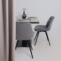 Кухонный стол Lepremo AV 2119 МДФ+керамика раздвижной 1200-1800x800 (серый матовый Carmen Light Grey/черный)