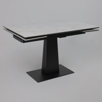 Кухонный стол Lepremo AV 2119 МДФ+керамика раздвижной 1200-1800x800 (белый глянцевый Carla Larkin/черный)