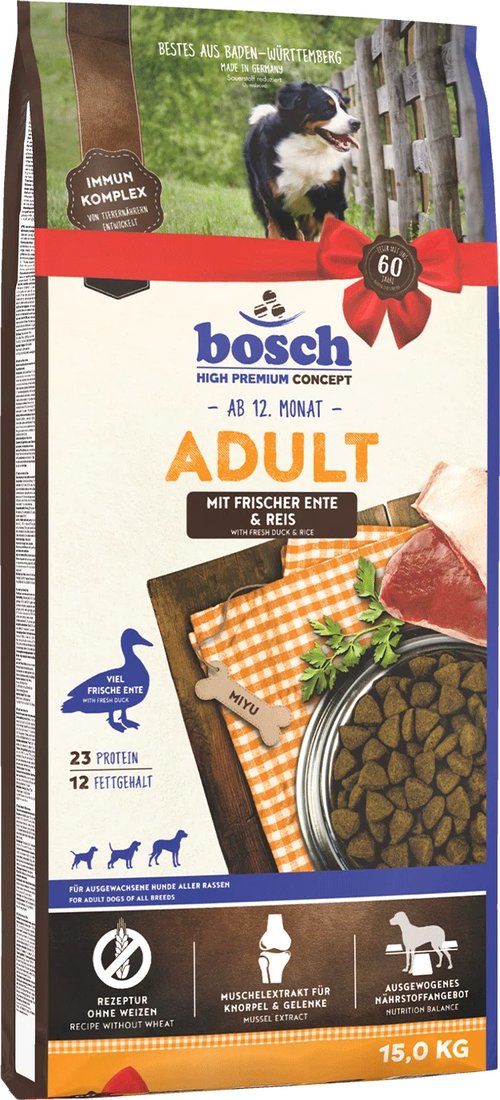 

Сухой корм для собак Bosch HPC Adult Duck & Rice (Утка с Рисом) 15 кг