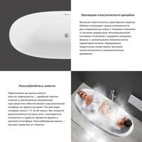 Ванна Wellsee Carefree Dove 168x73 23290101R (отдельностоящая ванна белый глянец, экран, ножки, сифон-автомат хром)