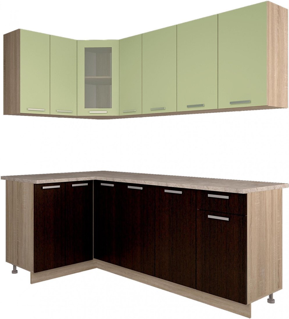 

Готовая кухня Интерлиния Мила 12x21 (салатовый/дуб венге)