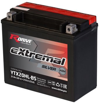 RDrive eXtremal Silver YTX20HL-BS (21 А·ч)