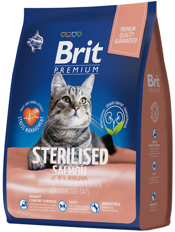 

Сухой корм для кошек Brit Premium Cat Sterilized Salmon and Chicken (для стерилизованных кошек с лососем и курицей) 8 кг