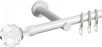Карниз для штор АС ФОРОС Dance D19Г + наконечники Кристалл (2.4м, белый)