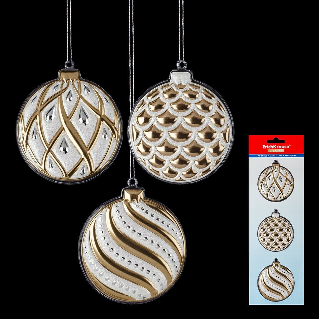 

Елочная игрушка Erich Krause Decor 3 украшения Елочные шары золото 49594