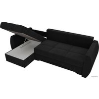 Угловой диван Лига диванов Сатурн 101051 (левый, велюр, черный)