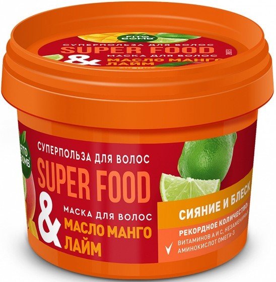 

Маска Фитокосметик Superfood Масло манго и лайм Сияние и блеск 100 мл