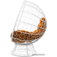 Кресло M-Group Кокос на подставке 11590107 (белый ротанг/оранжевая подушка)