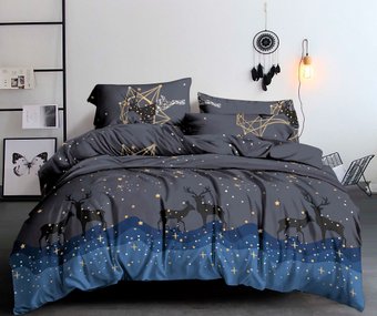 Семейный комплект постельного белья Pandora № NN 3646-7 звездный олень Семейный (полисатин)
