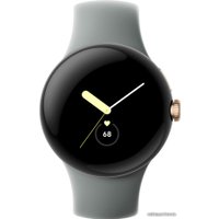 Умные часы Google Pixel Watch (золотистый шампань/ореховый, спортивный силиконовый ремешок)