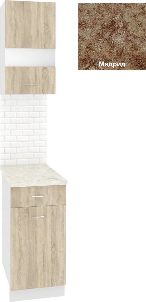 

Готовая кухня Кортекс-мебель Корнелия Экстра 40р1ш правый (дуб сонома/мадрид)