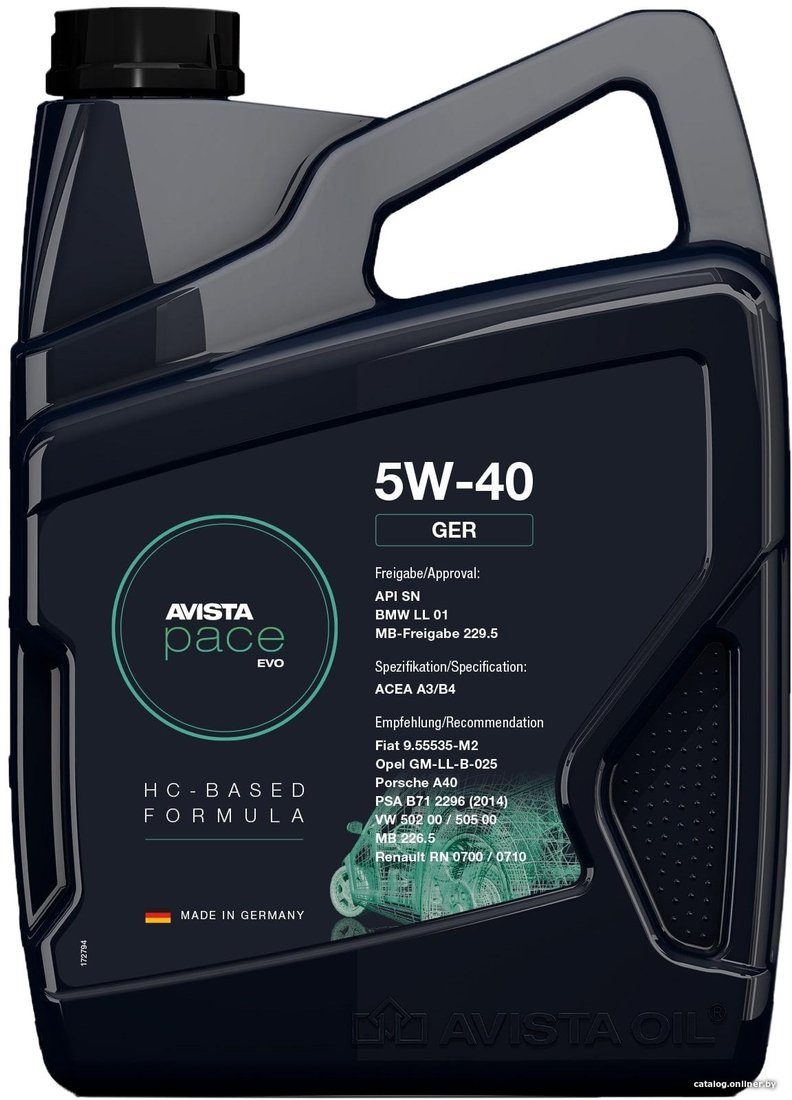Моторное масло Avista pace EVO GER 5W-40 5л