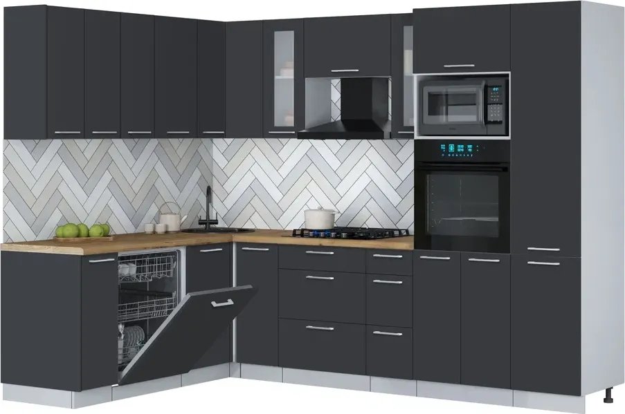 

Готовая кухня Интерлиния Мила Gloss 1.896х2.78 (пепел/пепел/дуб бунратти)