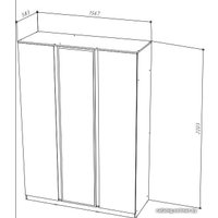 Шкаф распашной НК-Мебель Stern 3-х дверный с зеркалом 72676504 (белый)