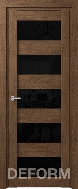 

Межкомнатная дверь Юркас Deform D12 ДО 70x200 (дуб шале корица/lacobel черный лак)