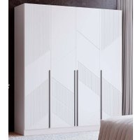 Шкаф распашной Феникс ФР№2 4-x cтворчатый (белый/белый софт, ручки черные)