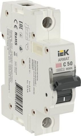 

Выключатель автоматический IEK ARMAT M06N 1P C 50А AR-M06N-1-C050