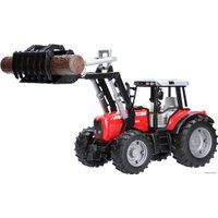 Погрузчик Bruder Massey Ferguson + Frontloader and timber trailer 02046