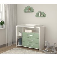 Детский комод Интерлиния Toddler-1 + 2 полки (белый/мята)