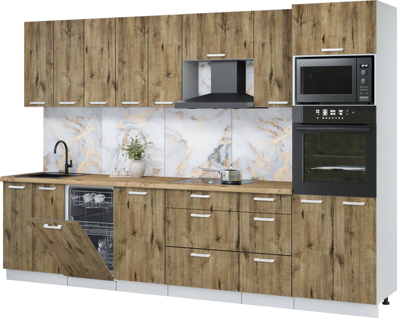 

Готовая кухня Интерлиния Мила Лайт 3.1-ПМ3 (дуб веллингтон/дуб веллингтон/дуб бунратти)