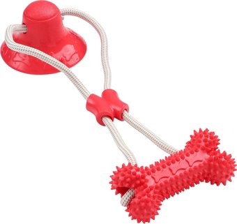 Игрушка для собак Sima-Land Кость на присоске 7916136 (красный)