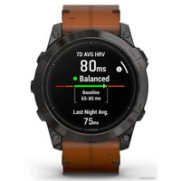 Умные часы Garmin Epix Pro Gen 2 Sapphire 51 мм (карбоново-серый титан/каштановый, с кожаным и силиконовым ремешками)