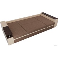 П-образный диван Лига диванов Майами 103059 (рогожка/экокожа, коричневый/бежевый)