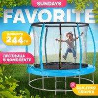 Батут Sundays Favorite Premium 8FT (голубой, с сеткой, с лестницей)