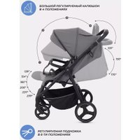 Коляска прогулочная «книга» MOWbaby Nimbus MB103 (серый)