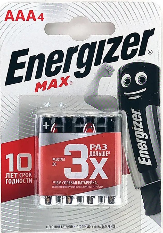 

Батарейка Energizer Max LR03 AAA BL4 4 шт. E300157304P