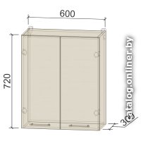 Шкаф навесной Интерлиния Компо ВШС60-720-2дв (вудлайн кремовый)