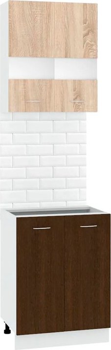 

Готовая кухня Кортекс-мебель Корнелия Экстра 60р2д без столешницы (дуб сонома/венге)