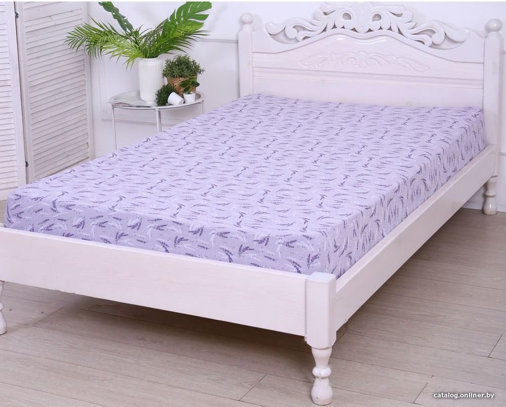 Простыня Luxsonia Трикотаж на резинке 180x200 2230 (лаванда сиреневый)