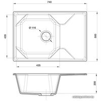 Кухонная мойка GranFest GF-U-740L (песочный)
